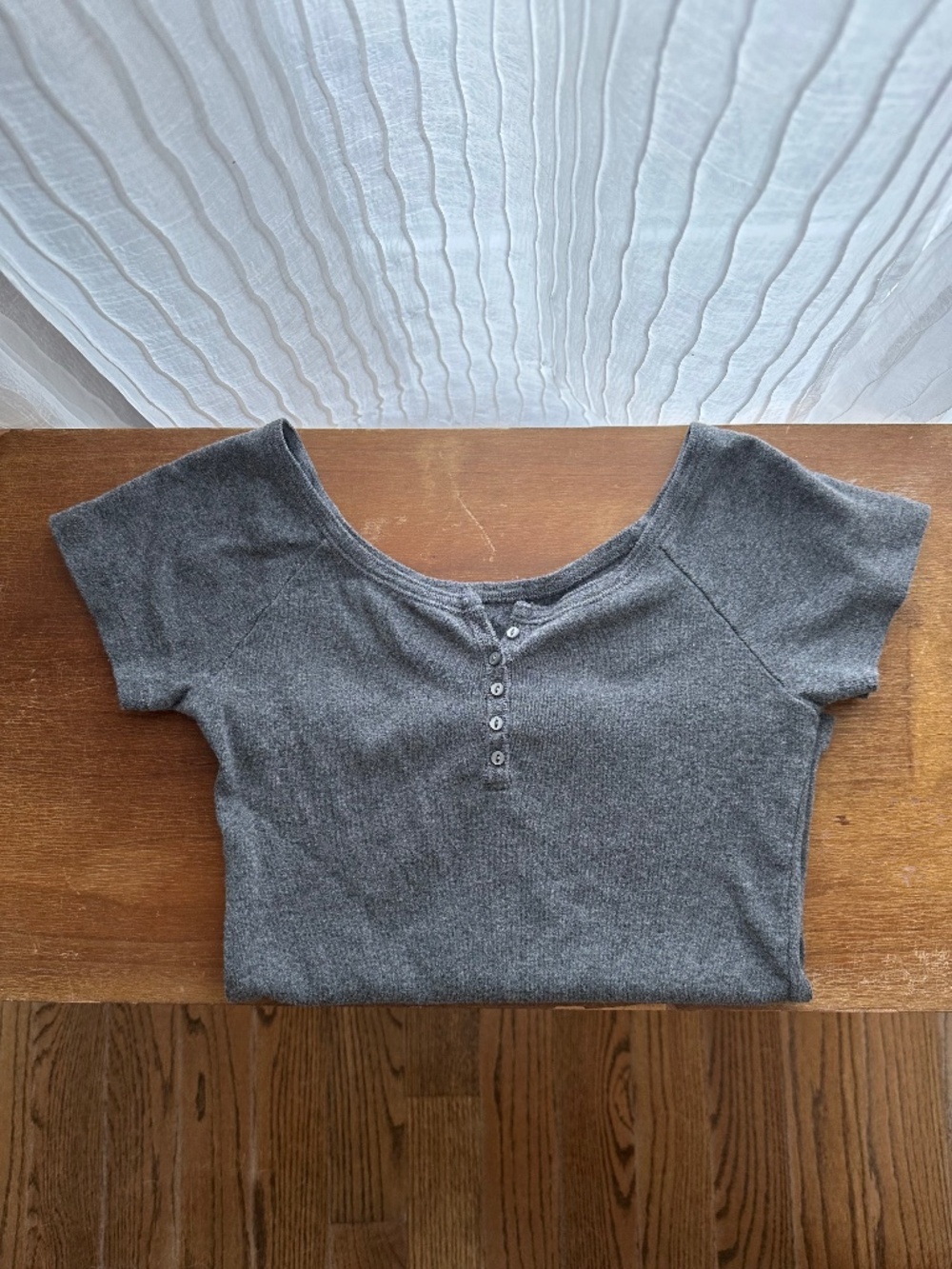 Brandy Melville Grey Henley Crop Top